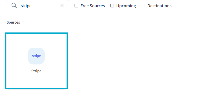 Select Stripe as Source.